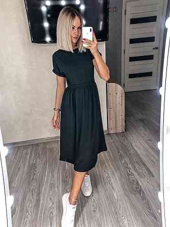 Жіноче плаття міді з короткими рукавами "Валенсія" оптом та по дропшипінгу | Норма Чорний, 46 Київ