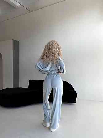 Жіночий велюровий комплект-трійка Голоубой, 42/46 Харків