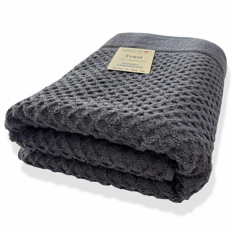 Полотенце банное Lovely Svi хлопок жаккардовое в подарочном пакете - 70 х 140 см Diamond Grid  Серый Киев - изображение 1