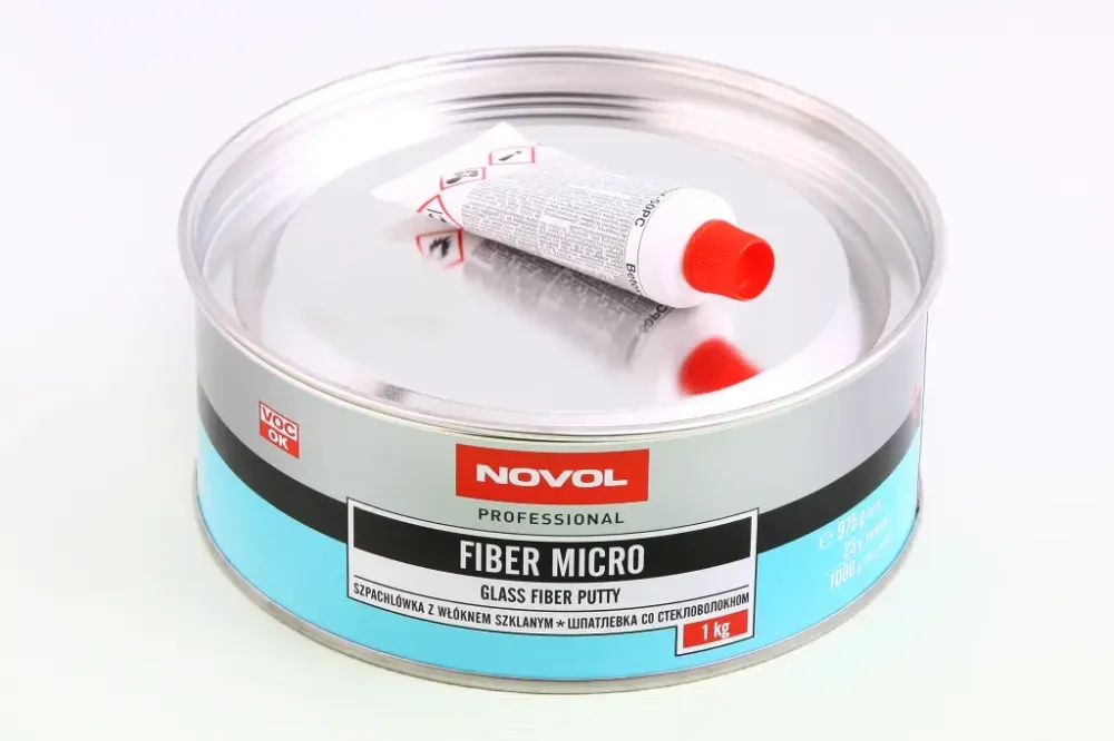 Шпатлевка со стекловолокном Novol Fiber Micro 1.00кг + отвердитель 0.025 кг Винница - изображение 1