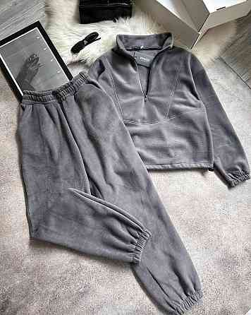 Женский теплый прогулочный костюм: кофта и брюки двусторонний флис Графит, 42/46 Одесса