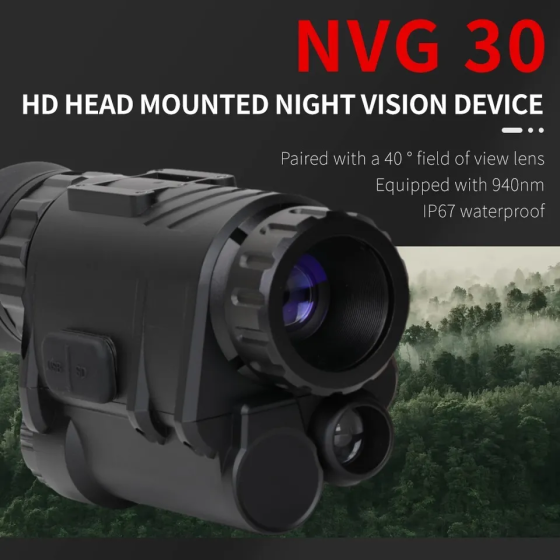 Комплект - монокуляр ночного видения NVG30 Wi-Fi 940nm + шлем (ABS-пластик) + крепления (Черный) Винница