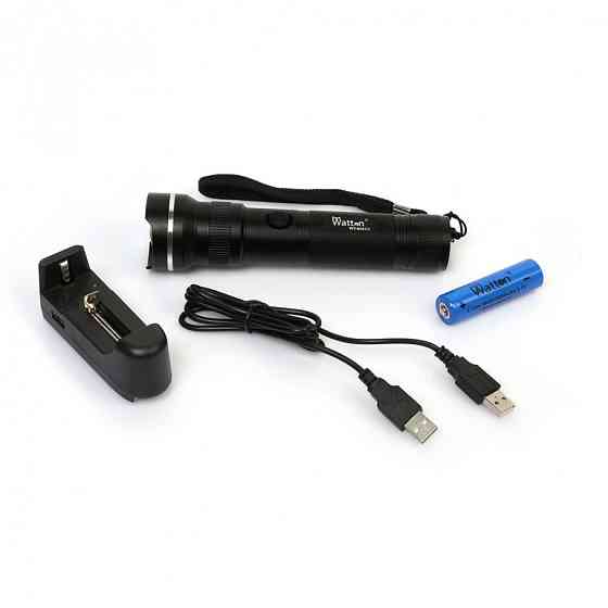 Фонарик мощный аккумуляторный широкоугольный Watton WT-010 Cree T6 ручной карманный фонарь Каменец-Подольский