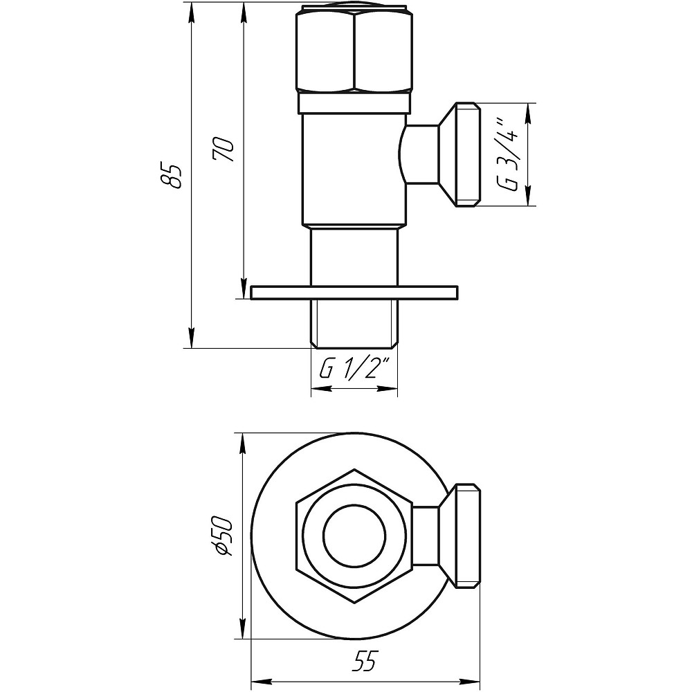 Кран кульовий кутовий Professional 1/2″х3/4″ NV-QP888 Тернополь - изображение 2