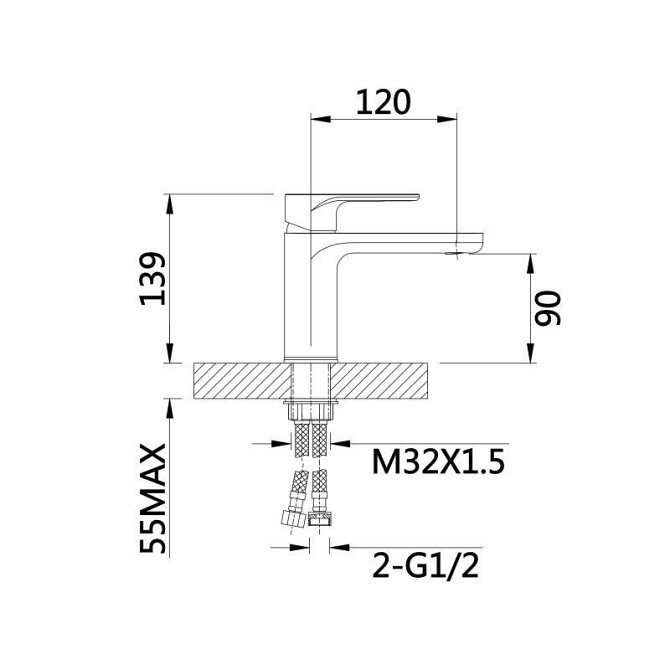 Змішувач для раковини Qtap Jay QTJAY270BLM45545 (k35), одноважільний, низький, Black Matt Харків - фото 2