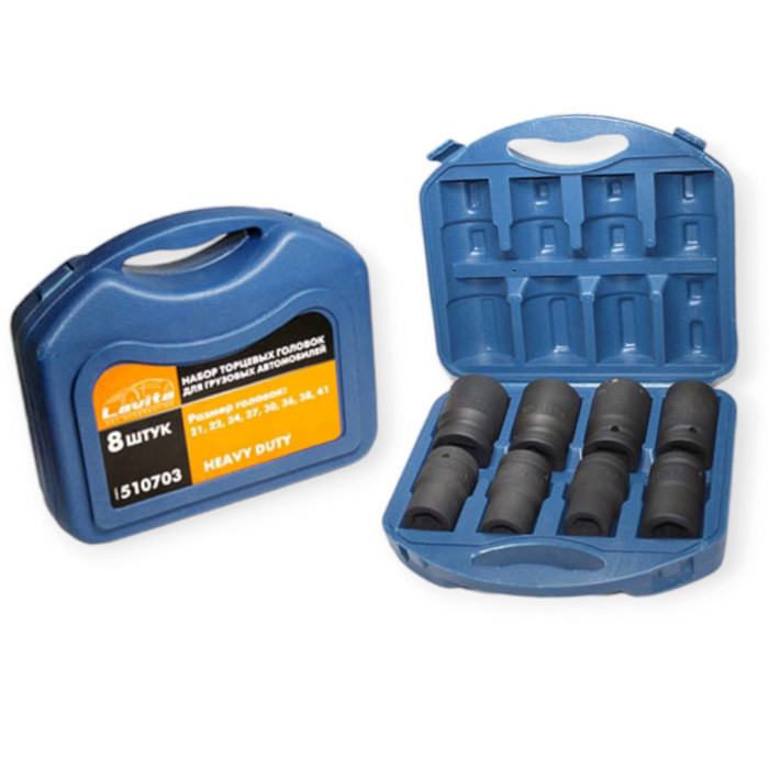 Набір ударних головок 1" 21, 22, 24, 27, 30, 36, 38, 41 мм (пластиковий кейс) Мукачево - фото 1