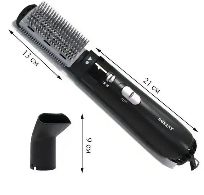 Фен-щітка HB-826-2 1000 Вт, 2 насадки, 3 швидкості, поворотний шнур 360°, петля для перенесення, зручне укладання Одеса - фото 2