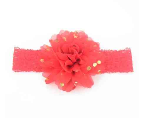 Дитяча червона пов'язка на голову - окружність голови приблизно 40-52см, діаметр квітки 10см Київ