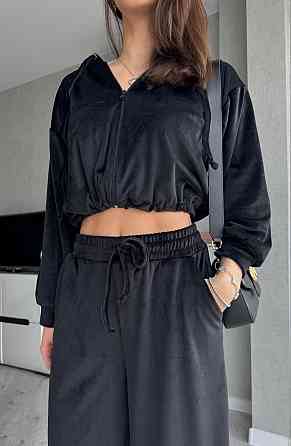 Жіночий стильний костюм з турецького королівського велюру Чорний, 42/44 Одеса