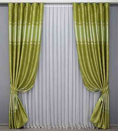 Комплект готовых штор VR-Textil Софт Лиана № 462ш Оливковый 150х270 см 2 шт (30-202) Киев