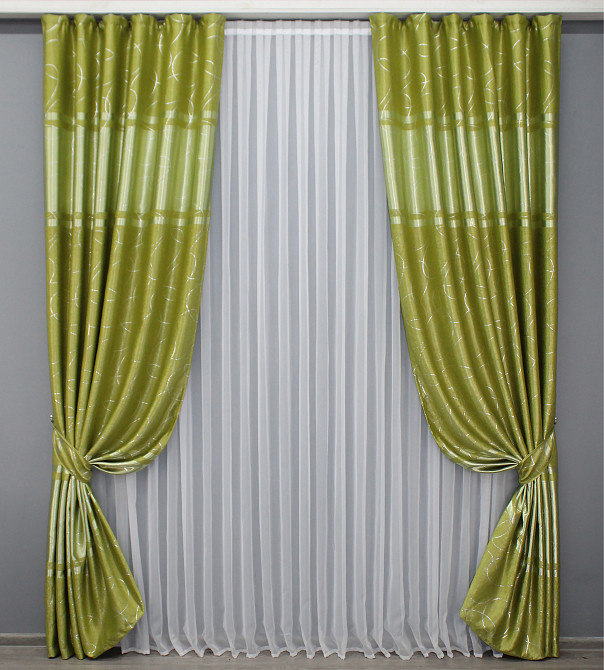 Комплект готовых штор VR-Textil Софт Лиана № 462ш Оливковый 150х270 см 2 шт (30-202) Киев - изображение 2