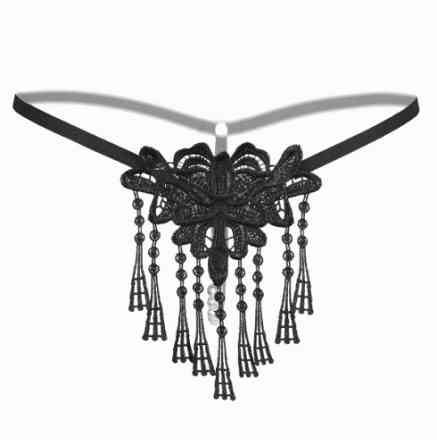 Еротичні стрінги з бусинками чорні - розмір універсальний (на резинці), 15% нейлон, 85% поліестер Київ