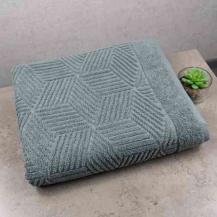 Комплект махрових рушників Уельс 2шт GM Textile 50х90см, 70х140см 500г/м2 (Темно-М'ятний) Суми