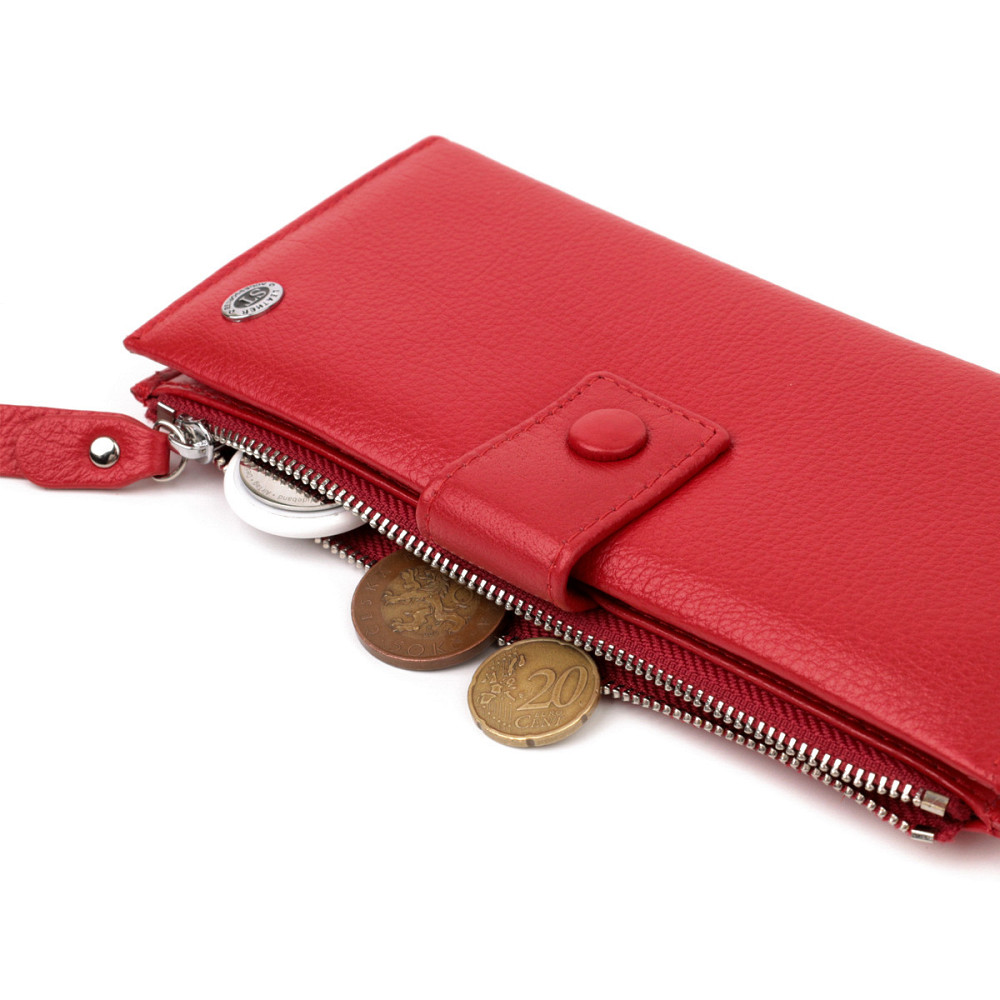 Жіночий вертикальний гаманець з натуральної шкіри ST Leather 22536 Червоний Київ - фото 8