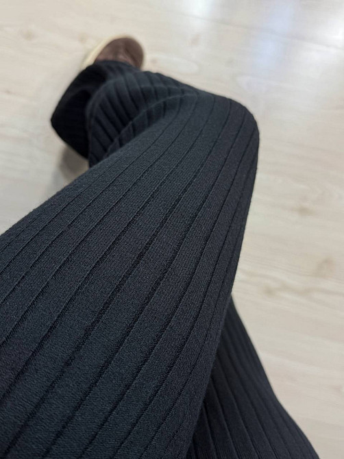 Костюм жіночий Joy One 376 вʼязаний в рубчик з кофтою на блискавці та брюками палаццо, чорний, one size Київ - фото 8