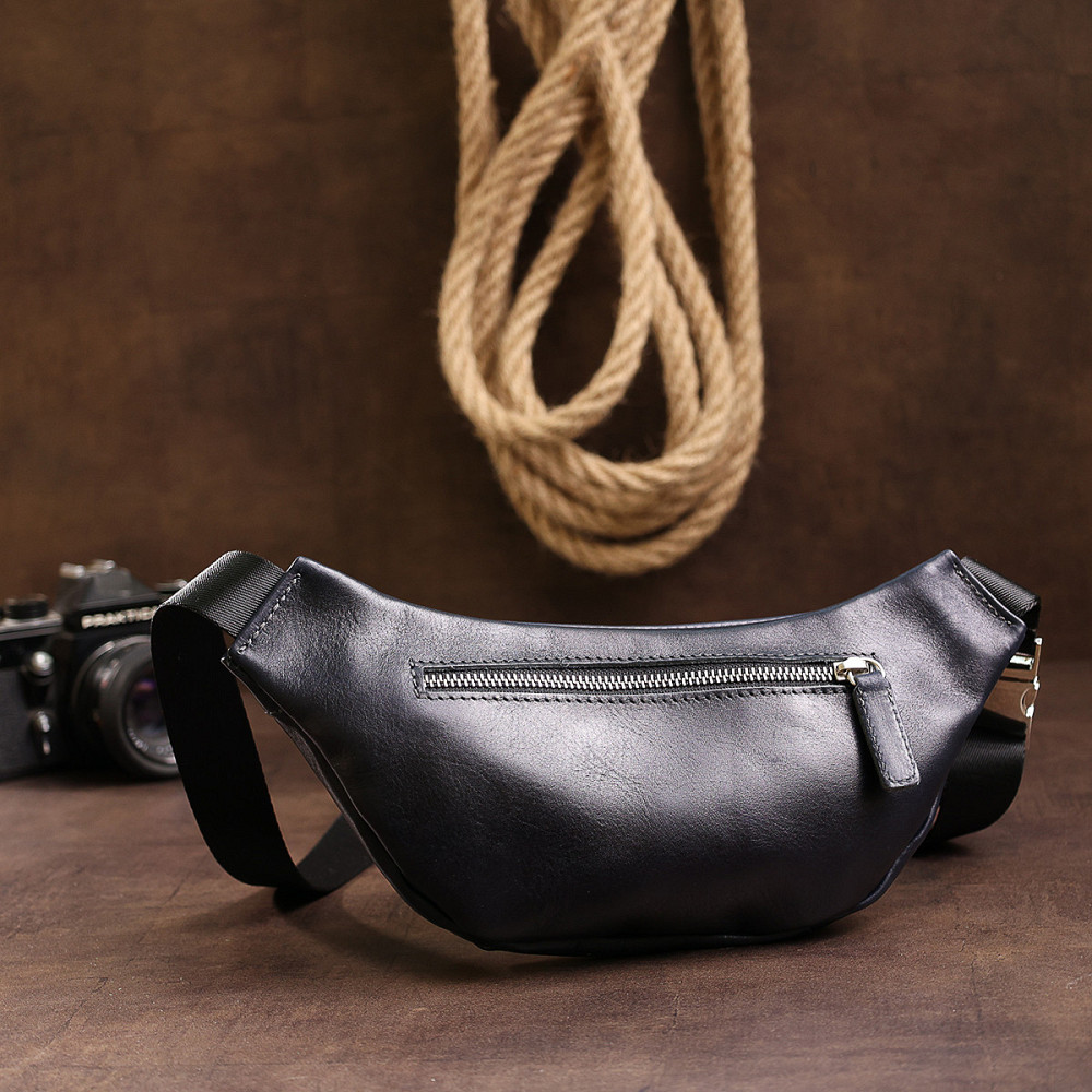 Кожаная бананка унисекс GRANDE PELLE 11569 Синяя Киев - изображение 2