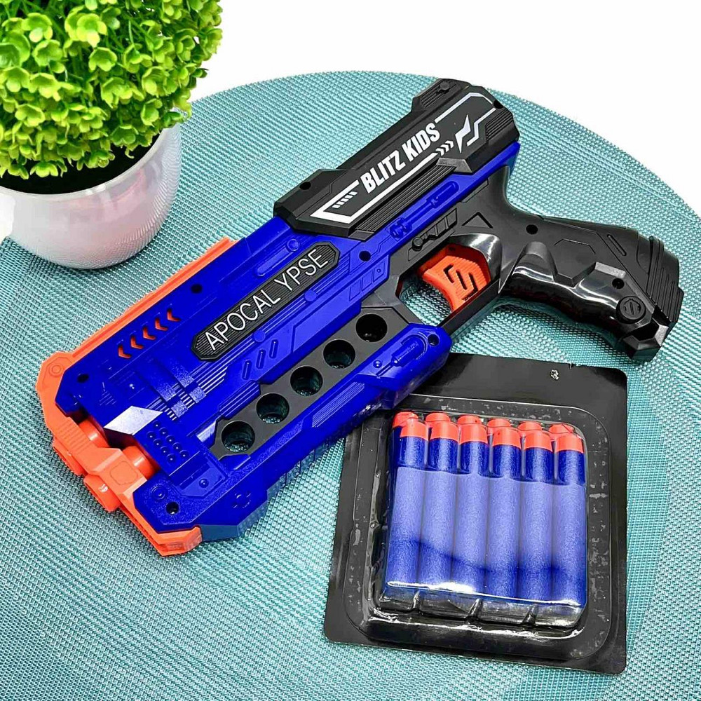 Пістолет іграшковий бластер 12 м'яких набоїв у коробці Вид 1 Синій (JLX7267) Чернигов - изображение 3