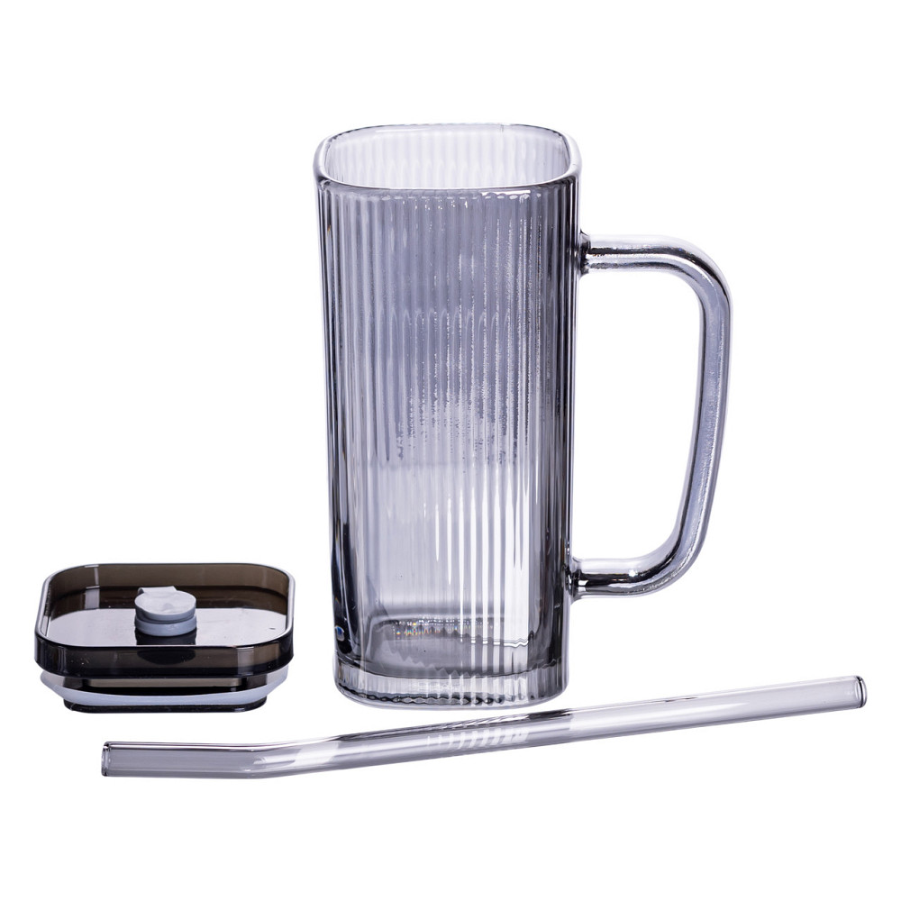 Кружка скляна з кришкою та трубочкою 280 (мл) чашка з трубочкою та кришкою на подарунок HP-19-52 Коломия - фото 3