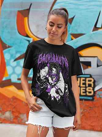 Футболка для хлопчика з аніме принтом Гакхіакута Томе Джапанесе Танкобон оверсайз (зріст від 165 до 180) Чорний AnimeJ0843m Дніпро