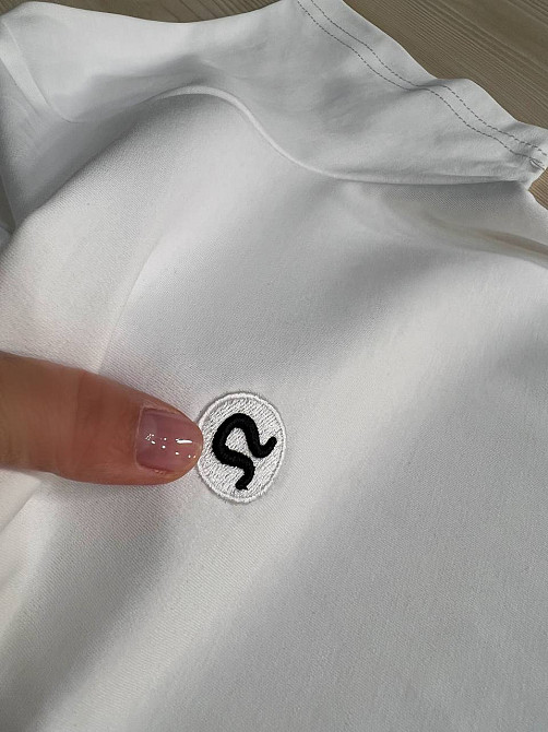 Футболка женская A-N 26048 базовая средняя длина классическая вышивка омега, белый, one size Киев - изображение 2