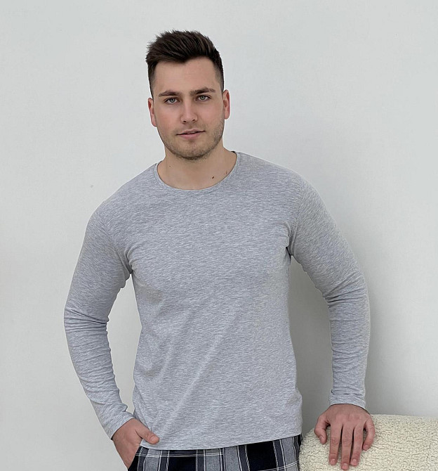 Лонгслів чоловічий класичний сірий Київ - фото 1