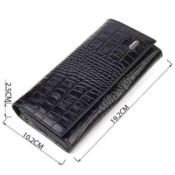 Женский кошелек с монетницей из натуральной фактурной кожи CANPELLINI 21525 Черный Киев