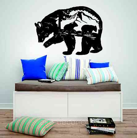 Декоративне настінне Панно «Ведмідь», Декор на стіну 90*64 см, Чорний Київ