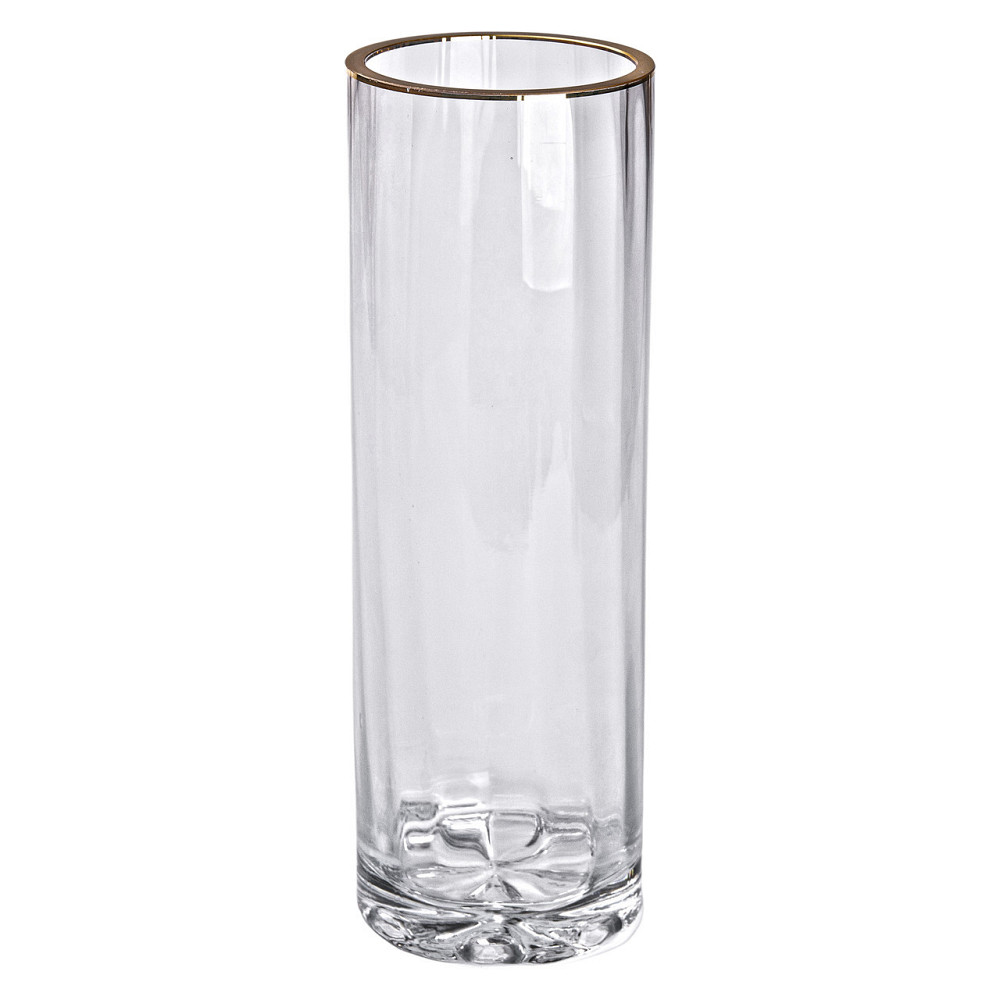 Декоративная стеклянная ваза для цветов с золотой окантовкой 29,5 см Киев - изображение 1