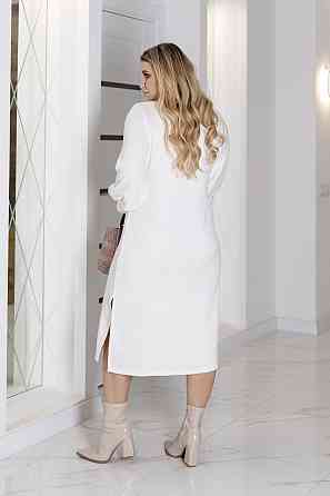 Элегантное ангоровое платье миди с разрезом Ellite 50-52, Молочный Киев