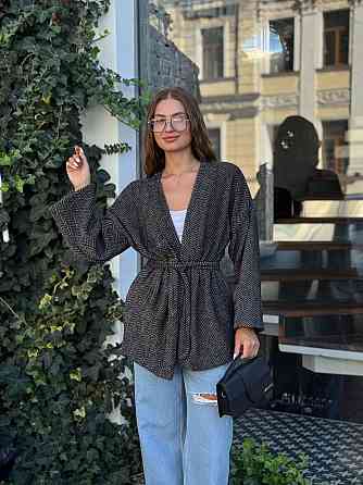 Жіночий теплий модний кардиган альпака Чорно-білий, 46/48 Одеса