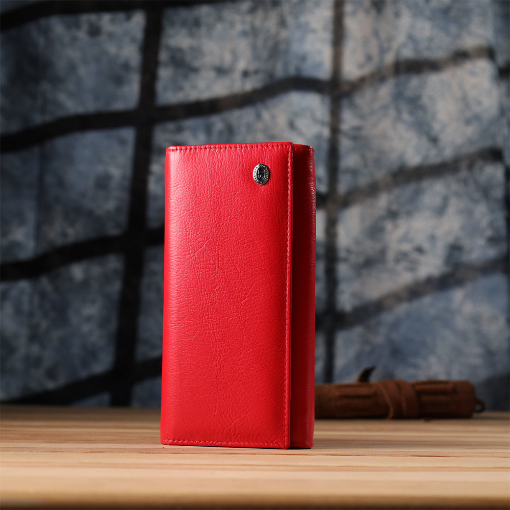 Яркий женский кошелек на магнитах из натуральной кожи ST Leather 23114 Красный Киев - изображение 3