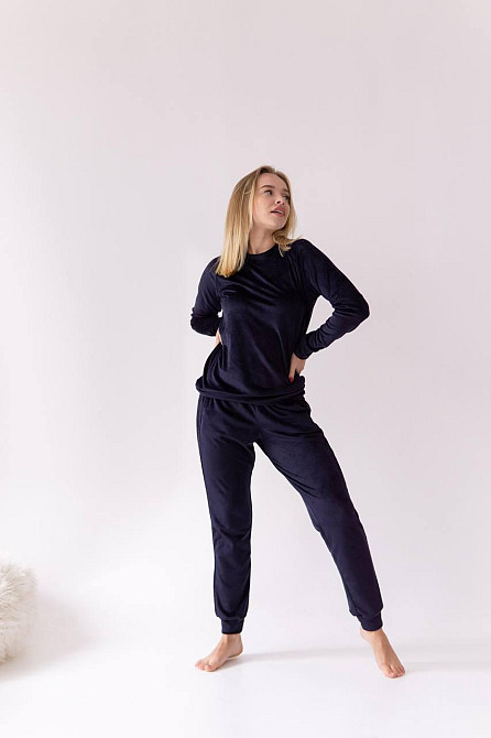 Жіночий спортивний велюровий костюм Синій M Харків - фото 5