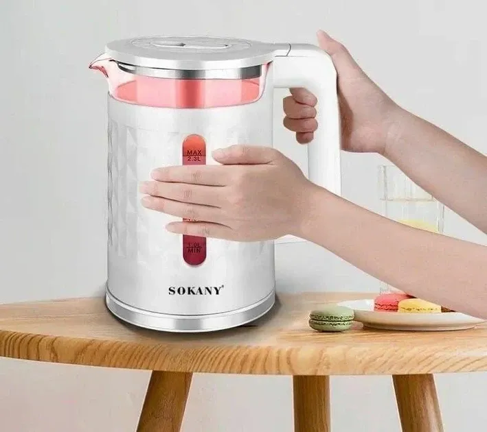 Електричний чайник Sokany SK-1028 2000Вт 2.3 л з індикатором, підтримкою температури 70 ° C, 360 ° основа Одеса - фото 2