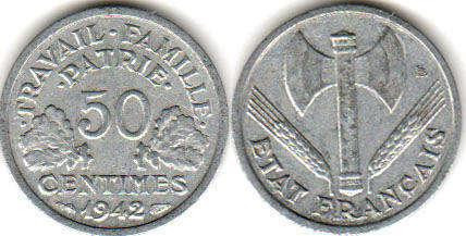 Франция 50 сантимов 1943 (1942-1944) алюминий. Полтава - изображение 1