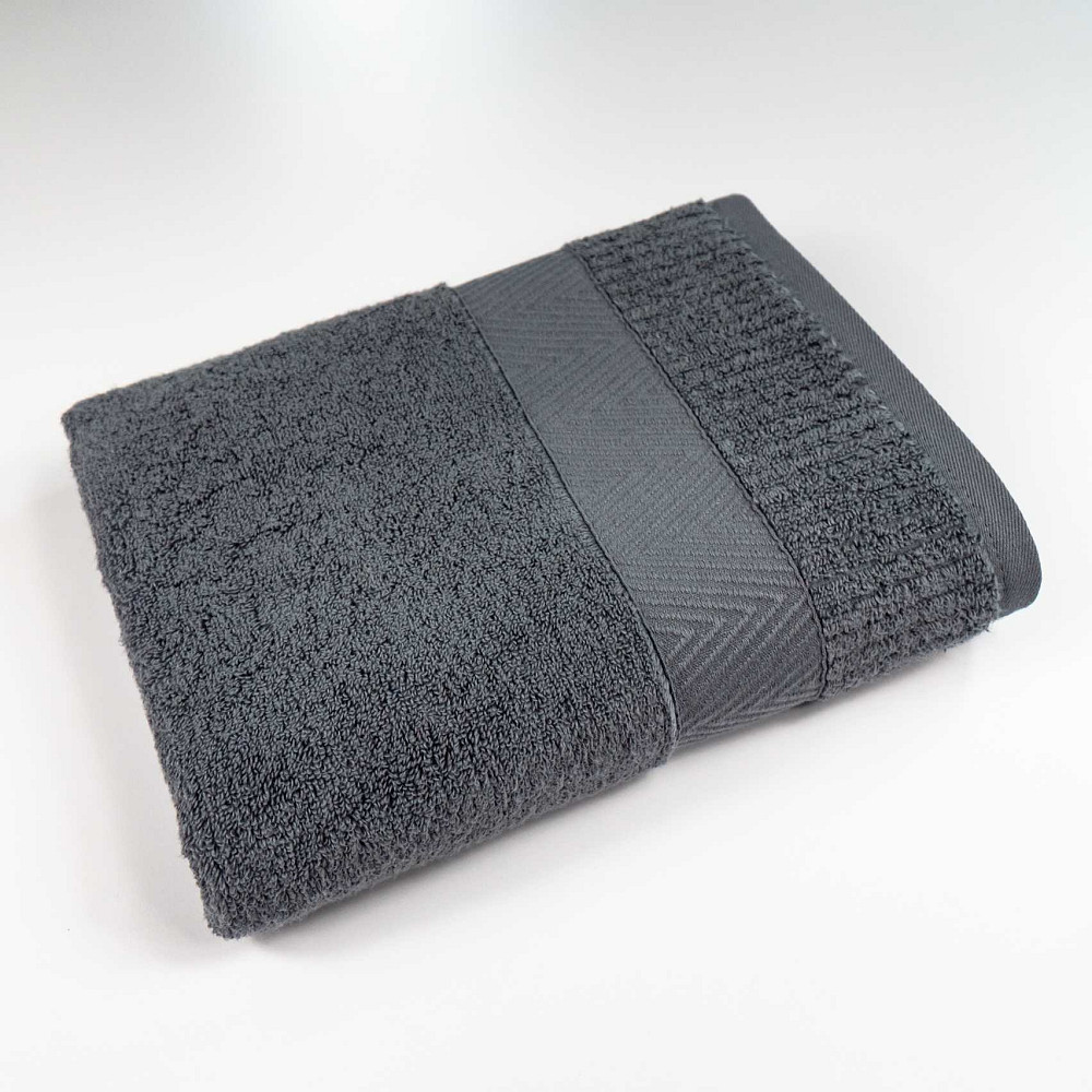 Махровий рушник 50x90см Преміум якості Зеро Твіст Бордюр 550г/м2 (Сірий) Суми - фото 1