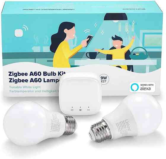 Комплект умных ламп Linkind Zigbee E27 LED 9 Вт, 2 лампочки и мостовый концентратор, включая управление через приложение. Цвет Киев