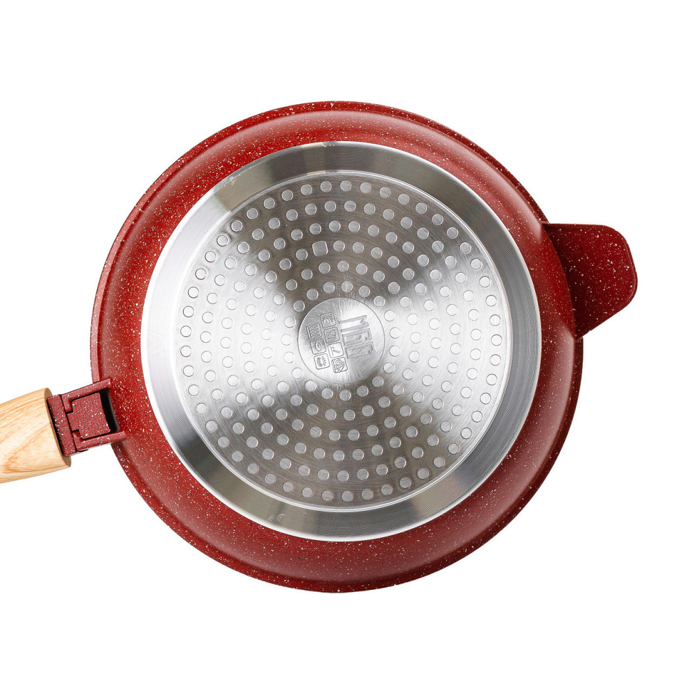 Глибока алюмінієва сковорода з кришкою Ø 24 см, червона Київ - фото 2