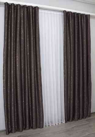 Комплект готовых штор VR-Textil Лен Саванна № 687ш Венге 150х270 см 2 шт (30-466) Киев