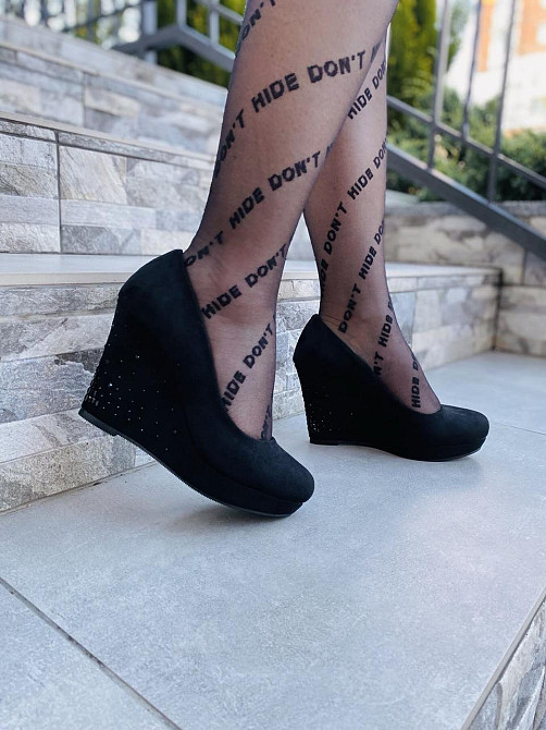 Туфлі жіночі LENA MELIANI чорні еко-замша танкетка 9см (M619-D2302) 35р.36р.37р. Коломия - фото 7