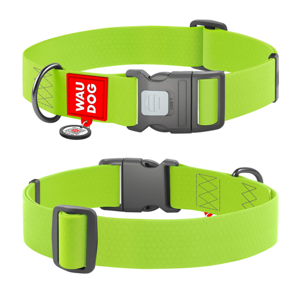 Нашийник для собак водостійкий WAUDOG Waterproof з QR паспортом, пластикова пряжка-фастекс, XXL, Ш 40 мм, Дов 46-70 см, салатовий Київ - фото 2
