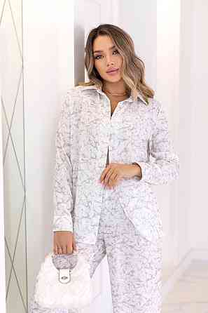 Жіночий легкий прогулянковий костюм: сорочка та штани американський креп Білий, 42/44 Одеса