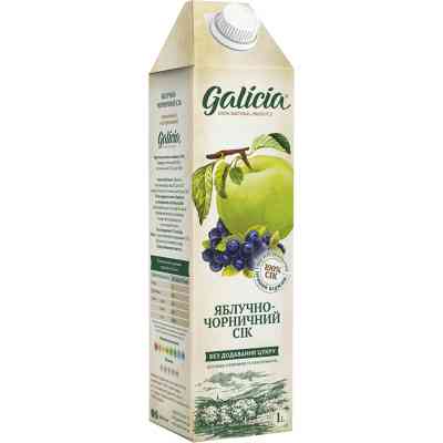 Сік Galicia Яблучно-чорничний прямого віджиму неосвітлений 1 л (4820209560190) Вінниця