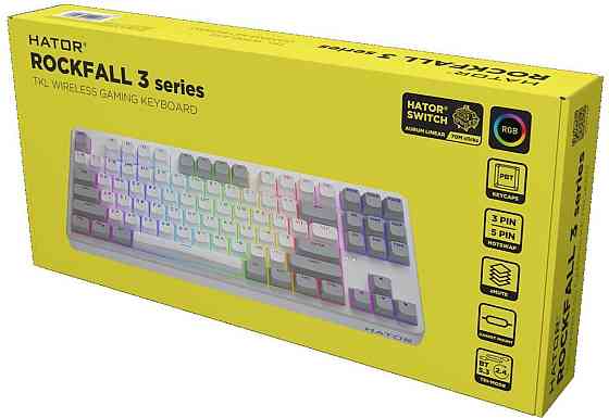 Клавіатура Hator Rockfall 3 Mecha TKL Wireless Orange White (HTK851UA) ( Білий ) Харьков