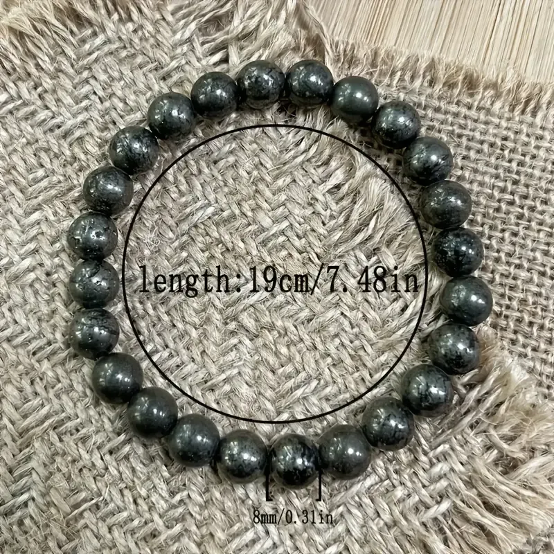 Браслет из пирита 8 мм, длина 19 см — эластичный браслет из натурального камня Киев - изображение 3