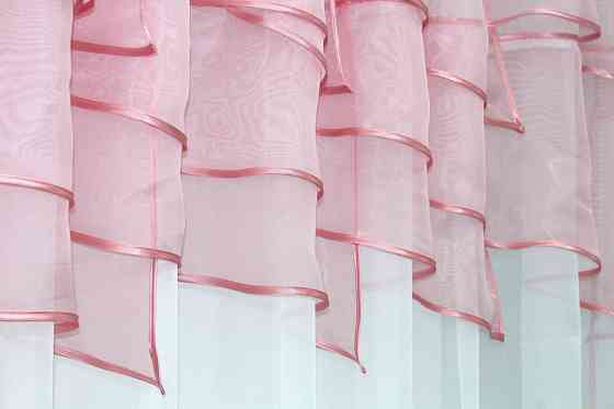 Кухонная занавеска VR-Textil № 00к розовый с белым 280х170 см (59-807) Киев