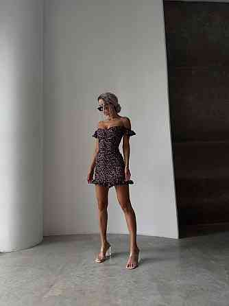 Женское легкое романтичное мини платье в цветочный принт софт Черный 2, 44/46 Одесса