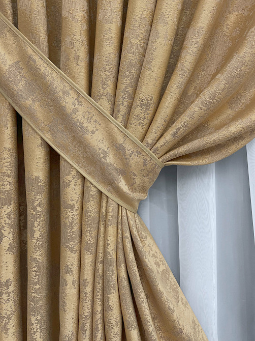Комплект готових штор VR-Textil Жакард Sultan YL № 1205ш Медово-золотистий 200х270 см 2 шт (32-428) Київ - фото 5