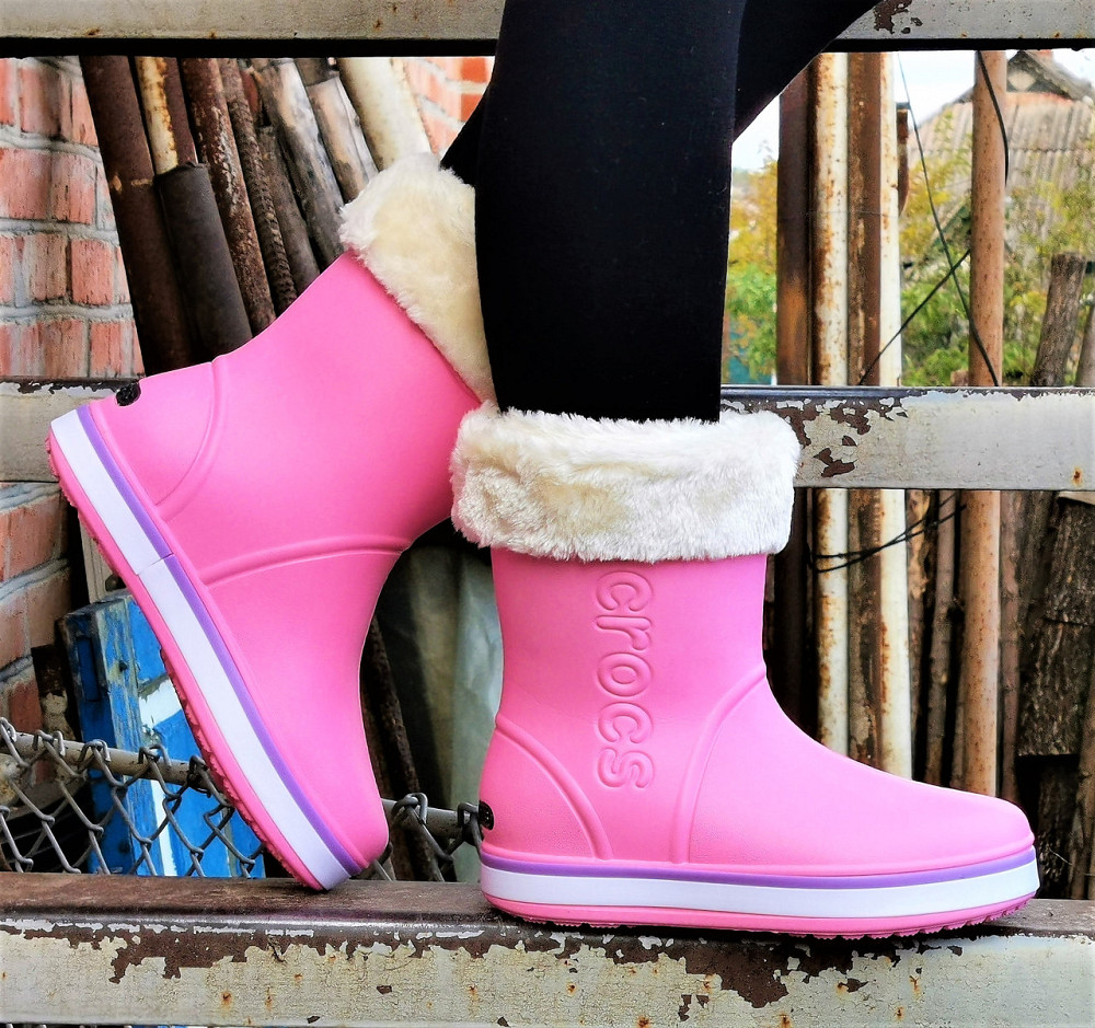 Жіночі Гумові Напівчоботи CROCS Рожеві Чоботи Крокси Теплі Зимові (розміри: 36,37,38,40,41) - 23 Дніпро - фото 2