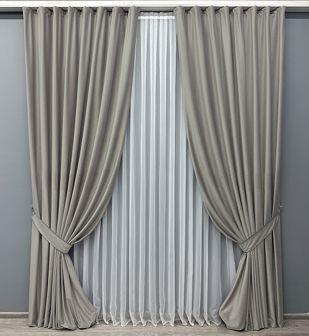 Комплект готових штор VR-Textil Оксамит (бархат) № 1660ш Світло-сірий 150х270 см 2 шт (33-0512) Київ - фото 2