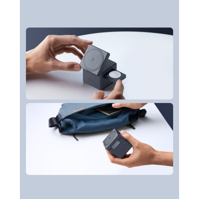 Зарядное устройство Anker MagGo Wireless Charging Station 15W 3-in-1 Cube Black (Y1811G11) Винница - изображение 3